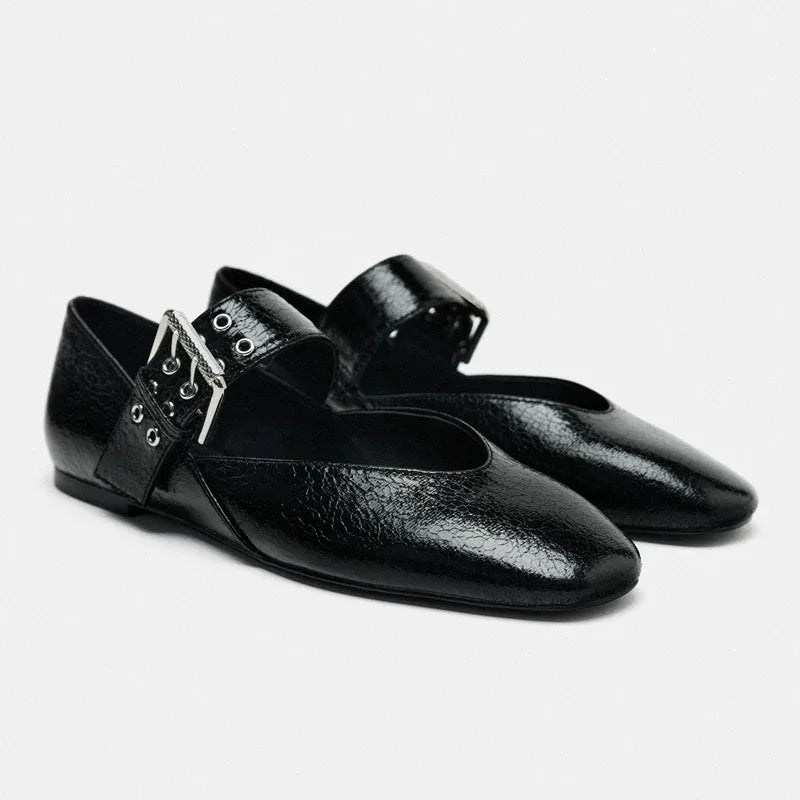 Double Buckle Statement Flats