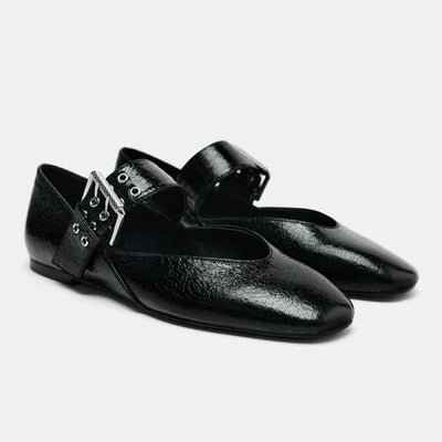 Double Buckle Statement Flats