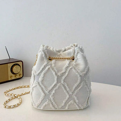Distressed Denim Bucket Bag