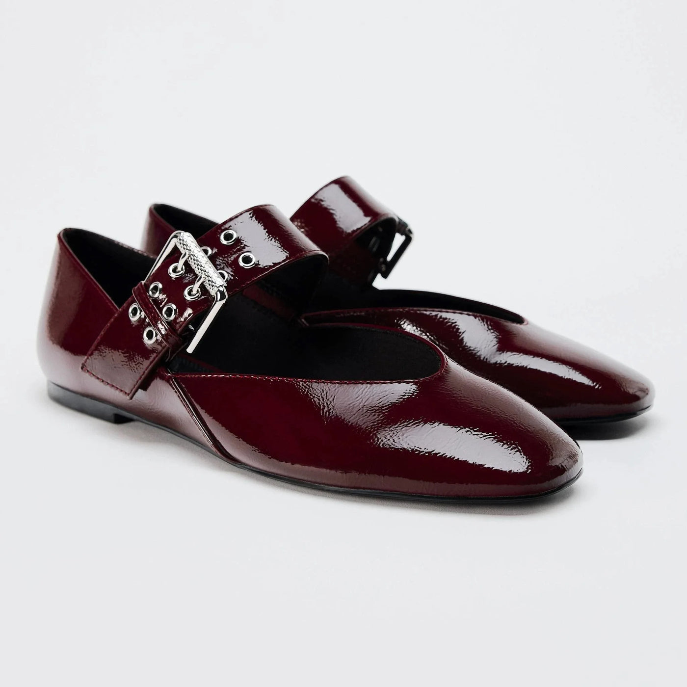 Double Buckle Statement Flats