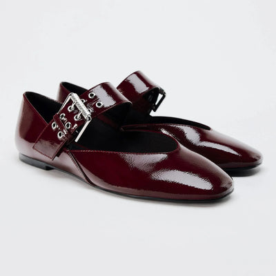 Double Buckle Statement Flats